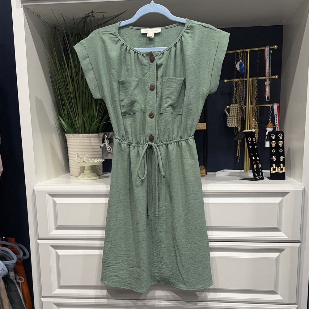 Monteau Sage Button-Front Mini Dress